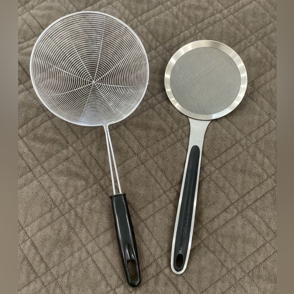 Set of 2 Stainless Steel Scoop and Strain Skimmers